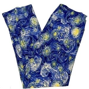 LuLaRoe Womens Leggings Size TC Blue Van Gogh Starry Night Stars Tall Curvy NWT